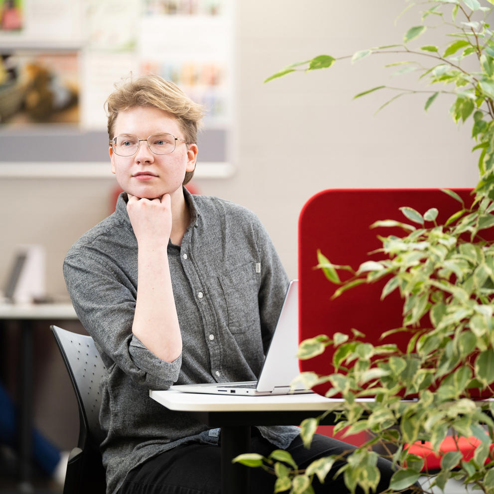 Male Student Studying